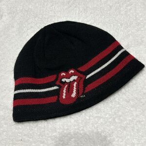 Y2K Rolling Stones Beanie Skullcap in Black with Classic Tongue Logo